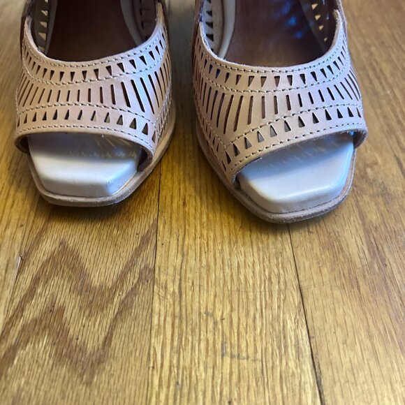 Jeffrey Campbell Rodillo Lace Up Perforated Leather Wedges Heels 7 - Picture 5 of 13